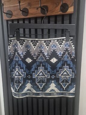 Express Blue Black White Sequin Mini Skirt